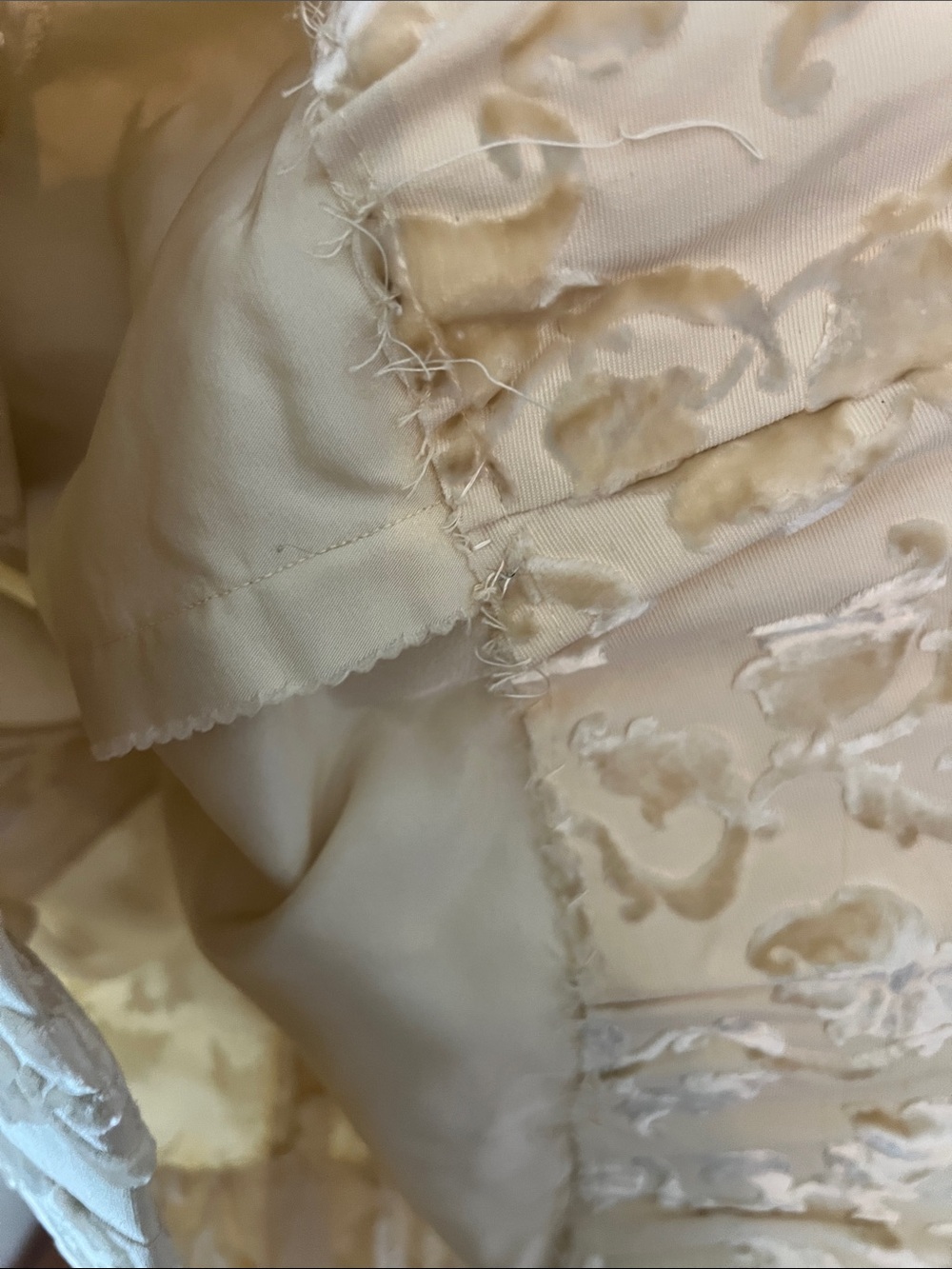 Vintage 1940s 50s Cream Velvet Brocade Sleeveless A-Line Mini Bridal Dress Small - Picture 6 of 10